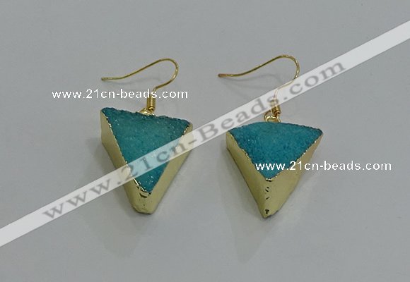 NGE269 18*22mm - 20*22mm triangle druzy agate earrings