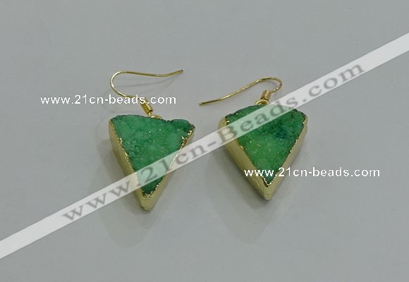 NGE270 18*22mm - 20*22mm triangle druzy agate earrings