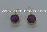NGE278 15mm - 16mm coin druzy agate gemstone earrings wholeasle