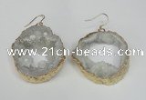 NGE28 30*35mm - 35*40mm freeform plated druzy agate earrings