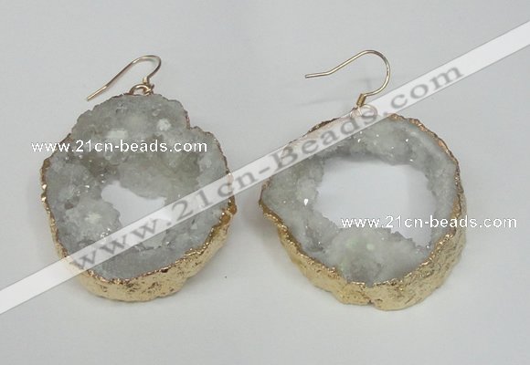 NGE28 30*35mm - 35*40mm freeform plated druzy agate earrings