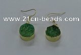 NGE280 15mm - 16mm coin druzy agate gemstone earrings wholeasle