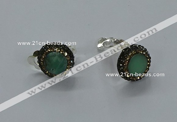 NGE283 15mm - 16mm coin australia chrysoprase earrings wholeasle