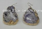 NGE29 30*35mm - 35*40mm freeform plated druzy agate earrings