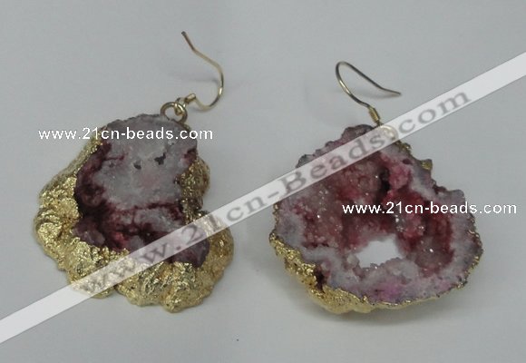 NGE30 30*35mm - 35*40mm freeform plated druzy agate earrings