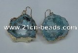 NGE31 30*35mm - 35*40mm freeform plated druzy agate earrings