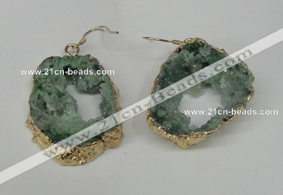 NGE32 30*35mm - 35*40mm freeform plated druzy agate earrings
