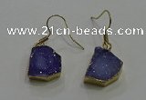 NGE322 10*14mm - 12*16mm freeform druzy agate gemstone earrings