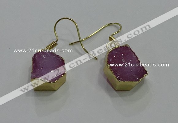 NGE323 10*14mm - 12*16mm freeform druzy agate gemstone earrings