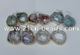 NGE33 30*35mm - 35*40mm freeform plated druzy agate earrings