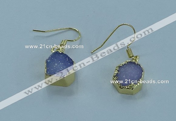 NGE332 9mm - 11mm freeform druzy agate earrings wholesale