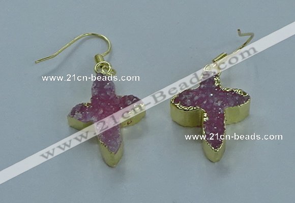 NGE340 13*18mm - 15*20mm cross druzy agate earrings wholesale