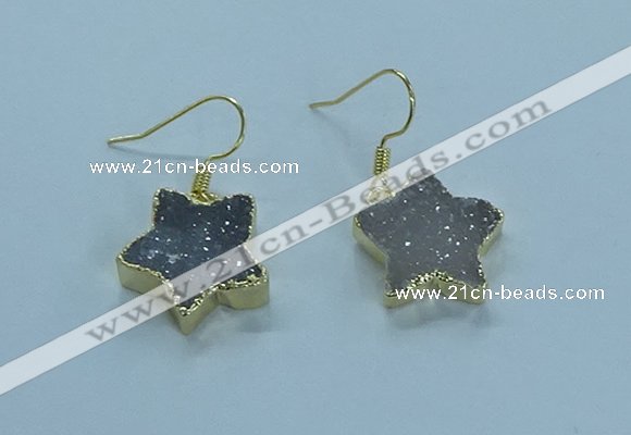 NGE345 14mm - 16mm star druzy agate earrings wholesale