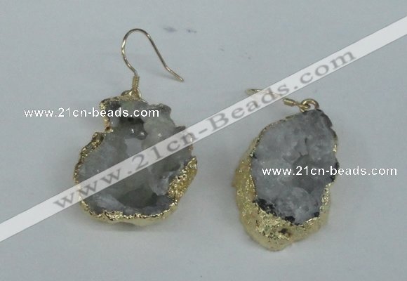 NGE35 20*25mm - 25*30mm freeform plated druzy agate earrings