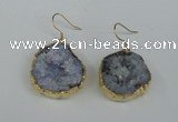 NGE36 20*25mm - 25*30mm freeform plated druzy agate earrings