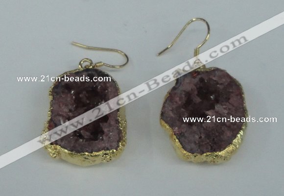 NGE37 20*25mm - 25*30mm freeform plated druzy agate earrings