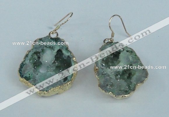 NGE38 20*25mm - 25*30mm freeform plated druzy agate earrings