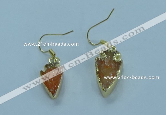 NGE381 9*18mm - 10*20mm arrowhead druzy agate earrings wholesale