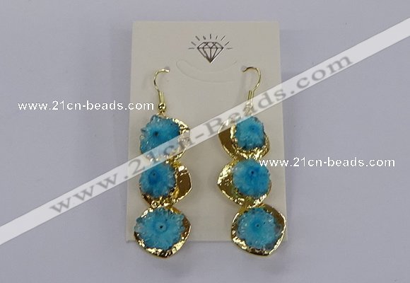 NGE395 10*32mm - 12*38mm druzy agate gemstone earrings