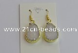 NGE401 15*20mm teardrop AB-color druzy agate gemstone earrings