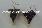 NGE41 18*22mm - 20*25mm triangle druzy amethyst earrings