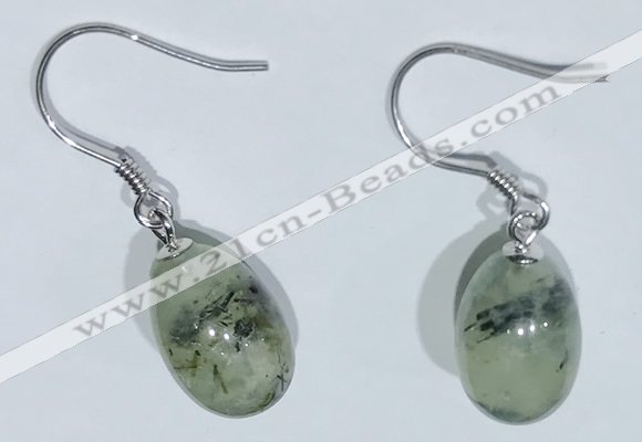 NGE420 10*14mm teardrop green rutilated quartz earrings earrings wholesale