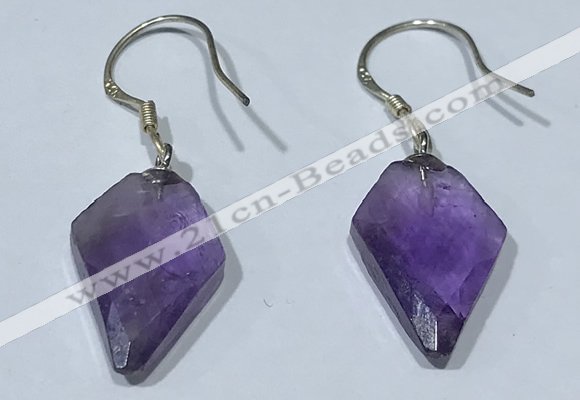 NGE423 11*16mm arrowhead-shaped amethyst earrings wholesale