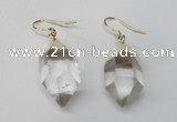 NGE43 12*20mm - 15*25mm faceted nuggets white crystal earrings