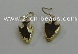 NGE5000 16*20mm - 18*25mm arrowhead smoky quartz earrings