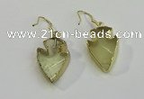 NGE5001 16*20mm - 18*25mm arrowhead lemon quartz earrings