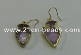 NGE5002 16*20mm - 18*25mm arrowhead amethyst earrings