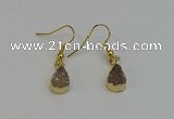 NGE5020 8*12mm teardrop druzy agate gemstone earrings wholesale