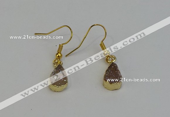 NGE5020 8*12mm teardrop druzy agate gemstone earrings wholesale