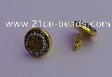 NGE5031 12mm - 14mm coin plated druzy agate gemstone earrings