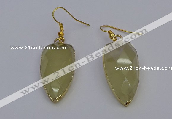 NGE5057 12*35mm - 15*40mm arrowhead lemon quartz pendants