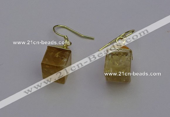 NGE5083 10*15mm cube citrine gemstone earrings wholesale