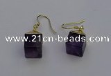 NGE5086 10*15mm cube amethyst gemstone earrings wholesale