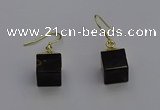 NGE5088 10*15mm cube smoky quartz gemstone earrings wholesale