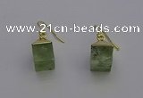 NGE5090 10*15mm cube green rutilated quartz gemstone earrings wholesale