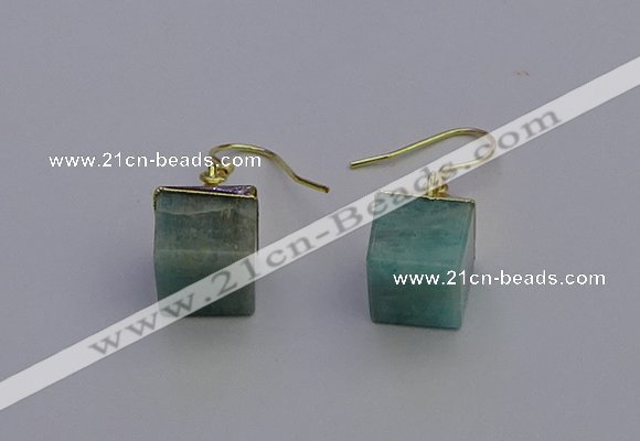 NGE5092 10*15mm cube amazonite gemstone earrings wholesale