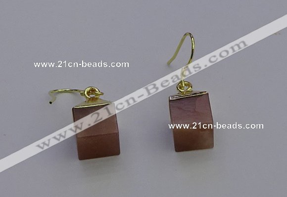 NGE5094 10*15mm cube moonstone gemstone earrings wholesale