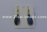 NGE5104 12*25mm flat teardrop blue kyanite earrings wholesale