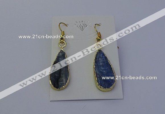 NGE5104 12*25mm flat teardrop blue kyanite earrings wholesale