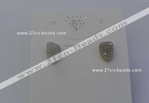 NGE5109 5*8mm freeform plated druzy quartz earrings wholesale