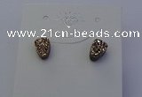 NGE5113 5*8mm freeform plated druzy quartz earrings wholesale