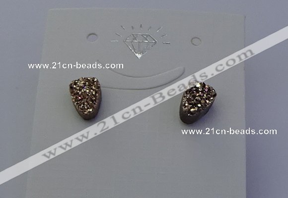 NGE5113 5*8mm freeform plated druzy quartz earrings wholesale