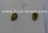 NGE5114 5*8mm freeform plated druzy quartz earrings wholesale