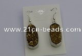 NGE5122 10*22mm - 12*25mm freeform plated druzy quartz earrings