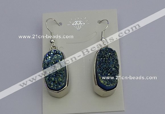 NGE5123 10*22mm - 12*25mm freeform plated druzy quartz earrings