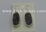 NGE5124 10*22mm - 12*25mm freeform plated druzy quartz earrings